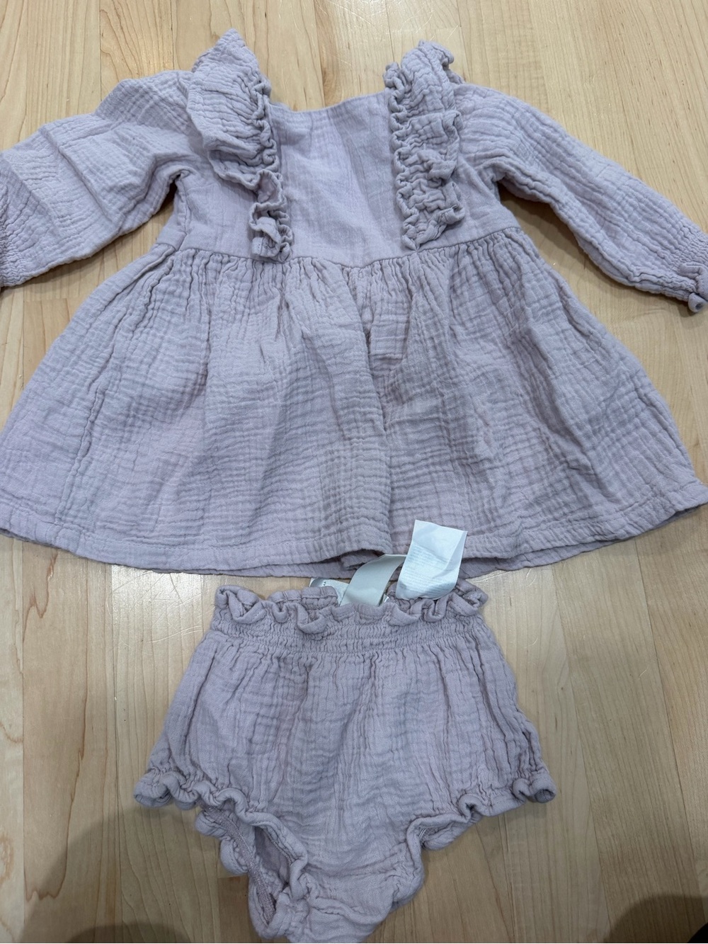 H&M Baby Ruffle Dress Set in Light Mauve